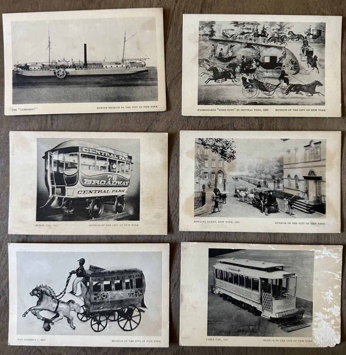 1932 Museum the City of New York postcards transportation VTG NYC sepia omnibus 1932 Museum the City of New York postcards transportation VTG NYC sepia omnibus