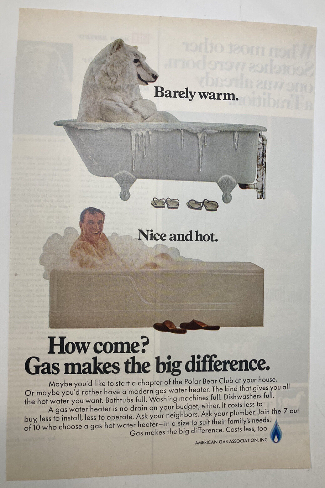 VINTAGE American Gas Association Inc. & White Horse Whiskey Print Ad 9x13.5