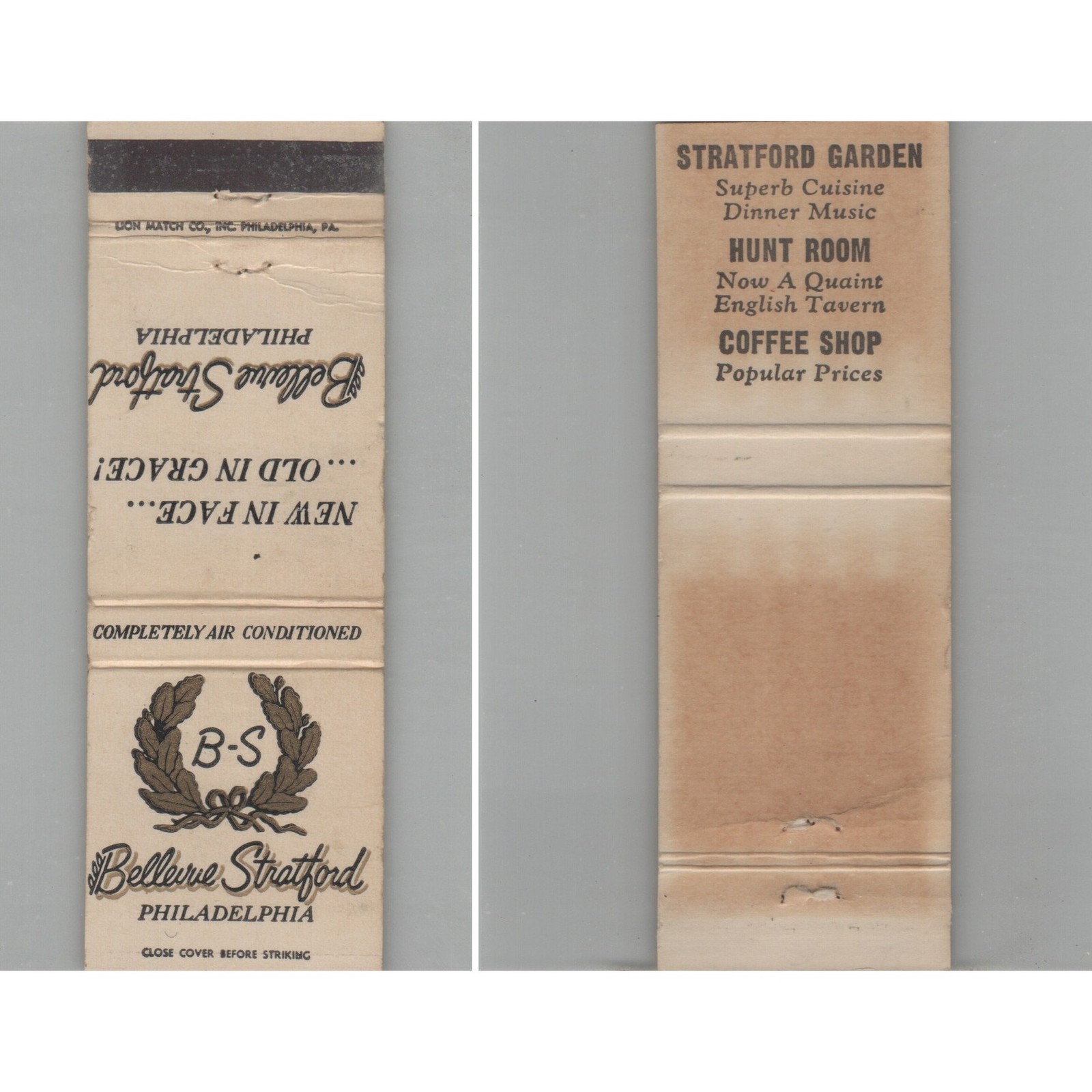 Matchbook Cover Bellevue Stratford Philadelphia PA #1
