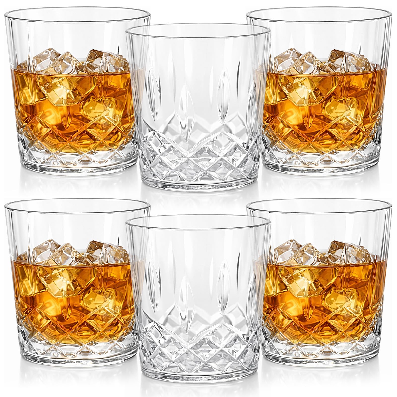 Yungyan 6 Pcs Plastic Clear Whiskey Glasses, 10 oz Unbreakable 10 oz,