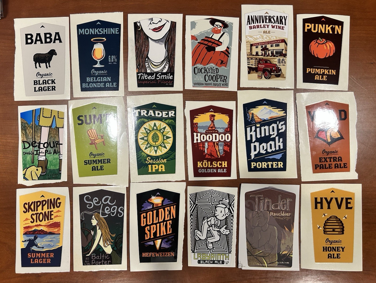 Uinta Brewing Company (18) Tap Handle Stickers Including Seasonal