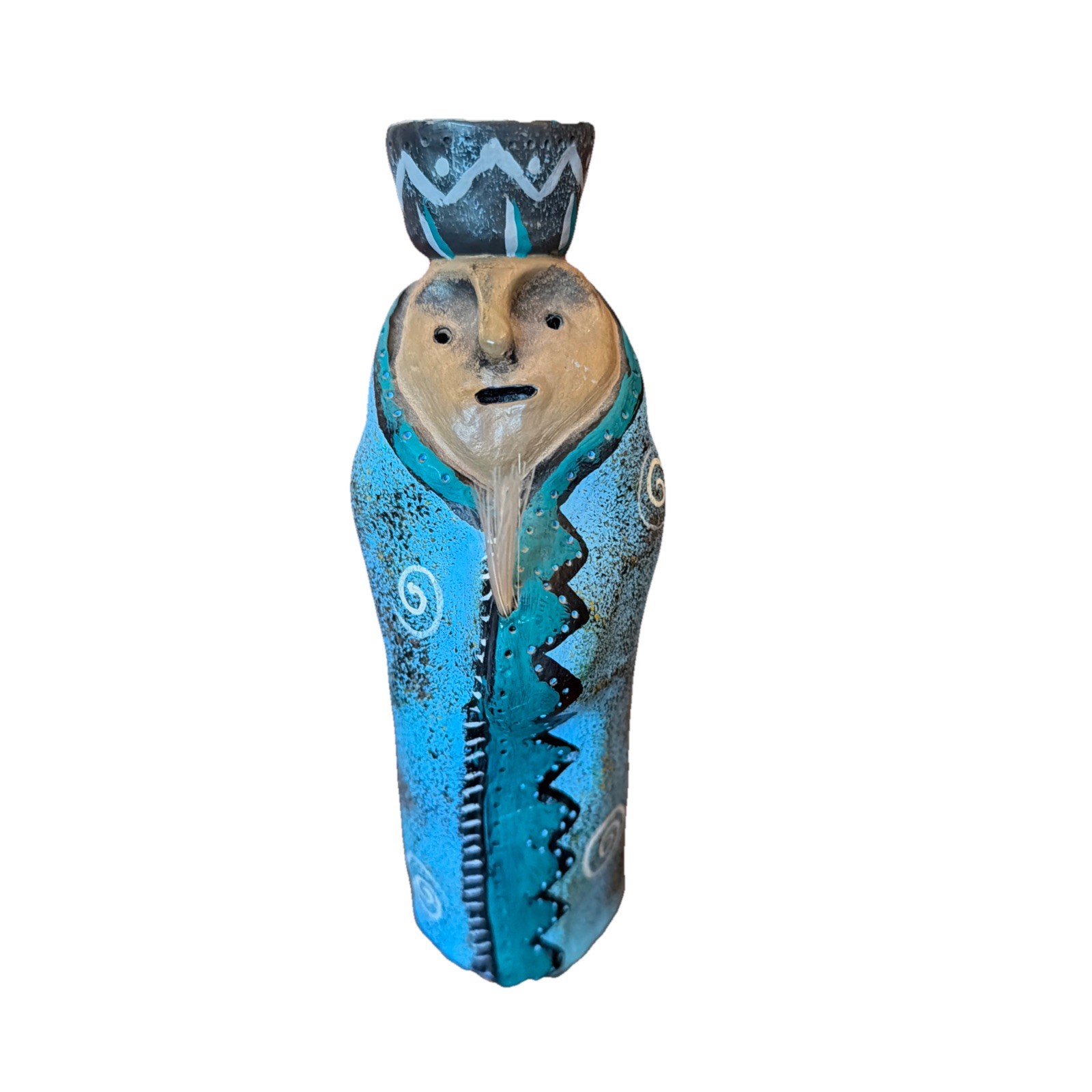 Judy Peele Comanche Tribal Blanket People Pottery Sculpture Limited Edition 7.5”