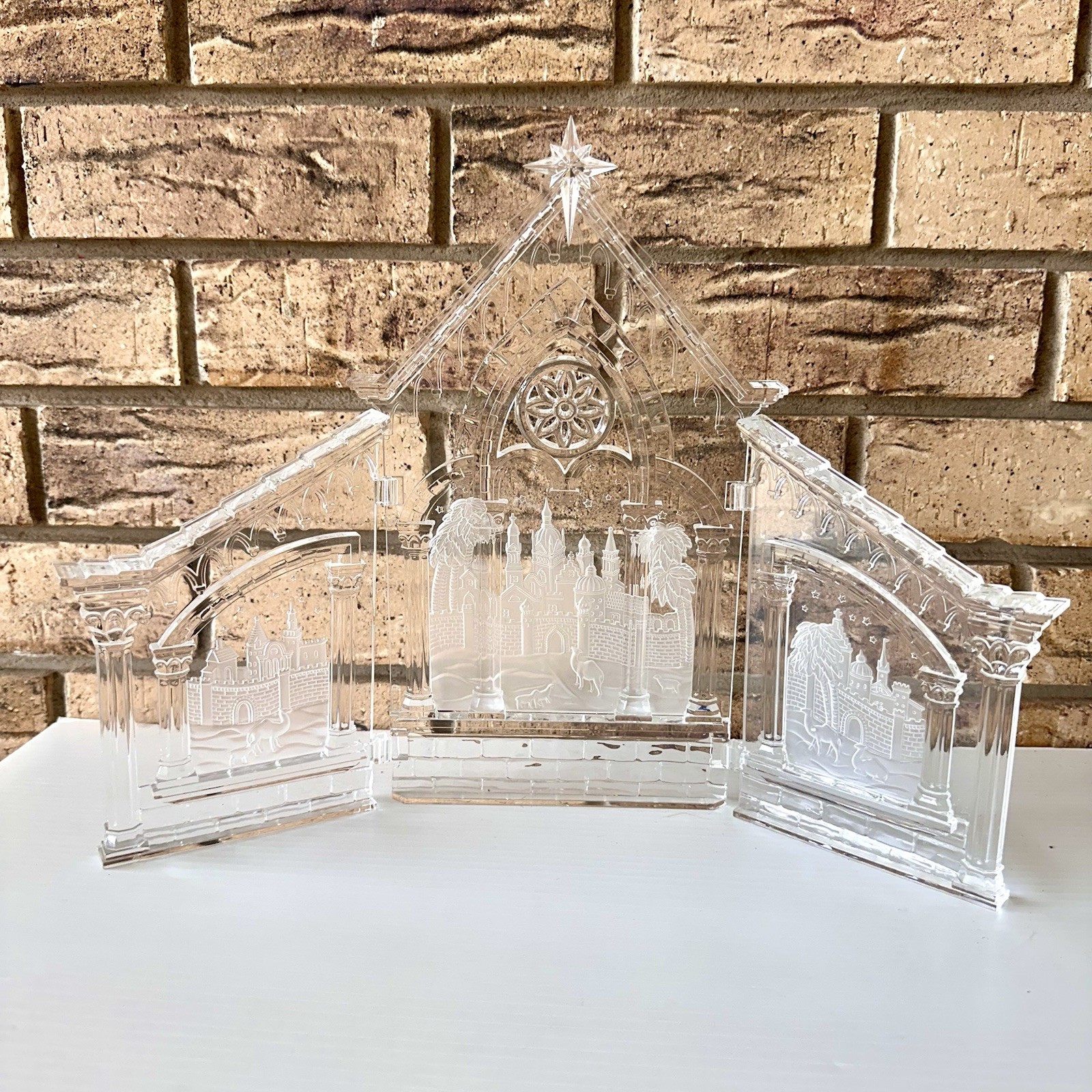 ICY Craft Replacement Backdrop ONLY Acrylic Nativity 3 Panel Cathedral Bethlehem