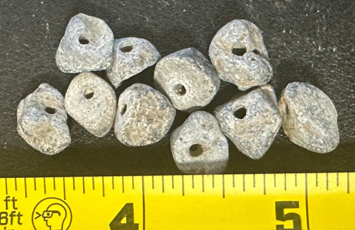 (10) Pre-1600 Cherokee Indian Drilled Stone Trade Beads Ancient Bead Nice Patina