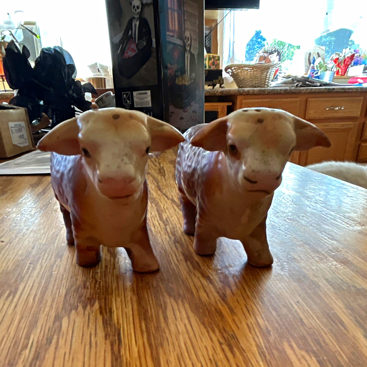 1950s Victoria Ceramics  (Japan) Hereford Bull set S&P Shakers - never used