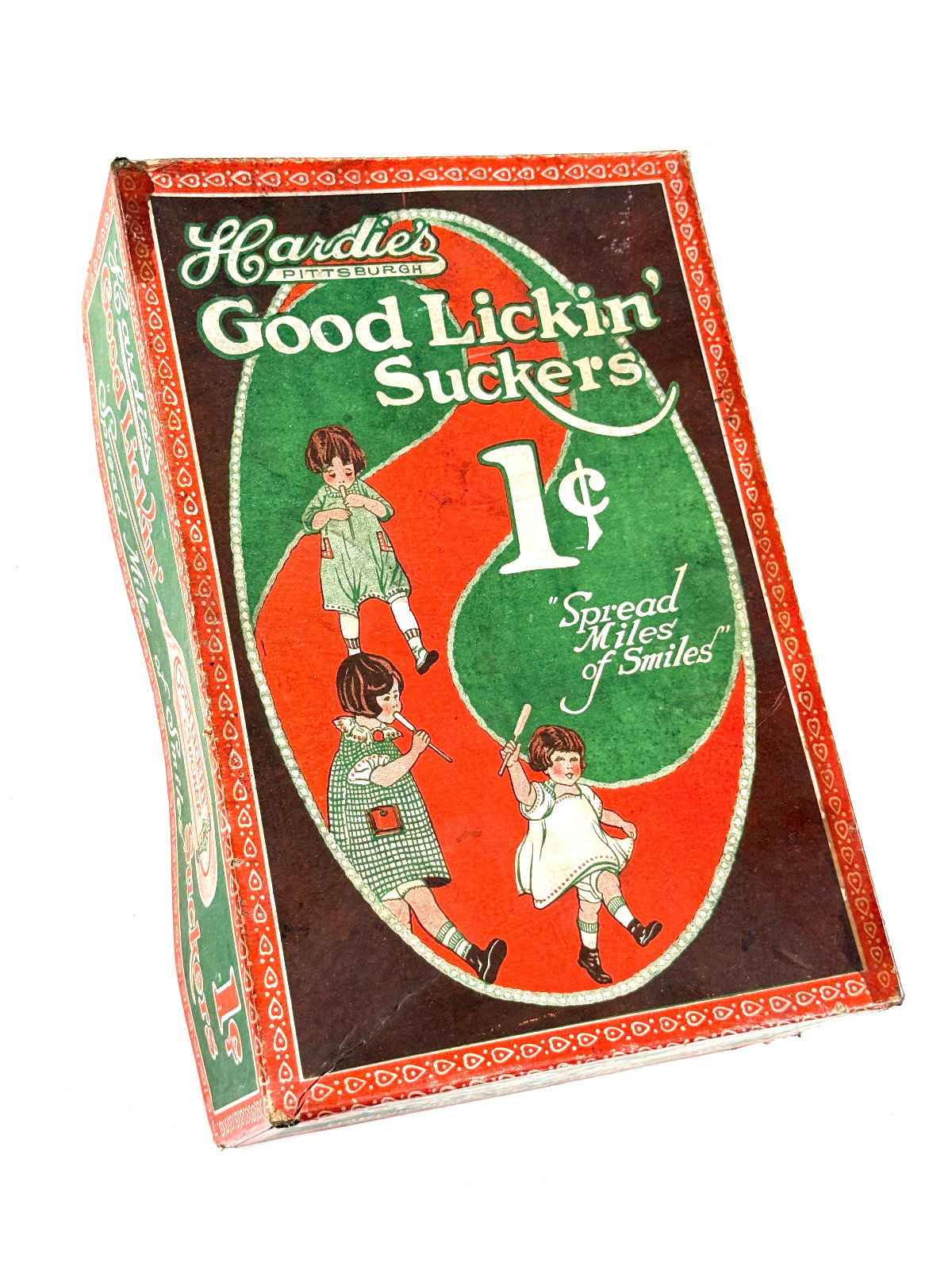 RARE 1910s Hardies Pittsburgh Candy Box Good Lickin Suckers Hardie's PA Lollipop RARE 1910s Hardies Pittsburgh Candy Box Good Lickin Suckers Hardie's PA Lollipop