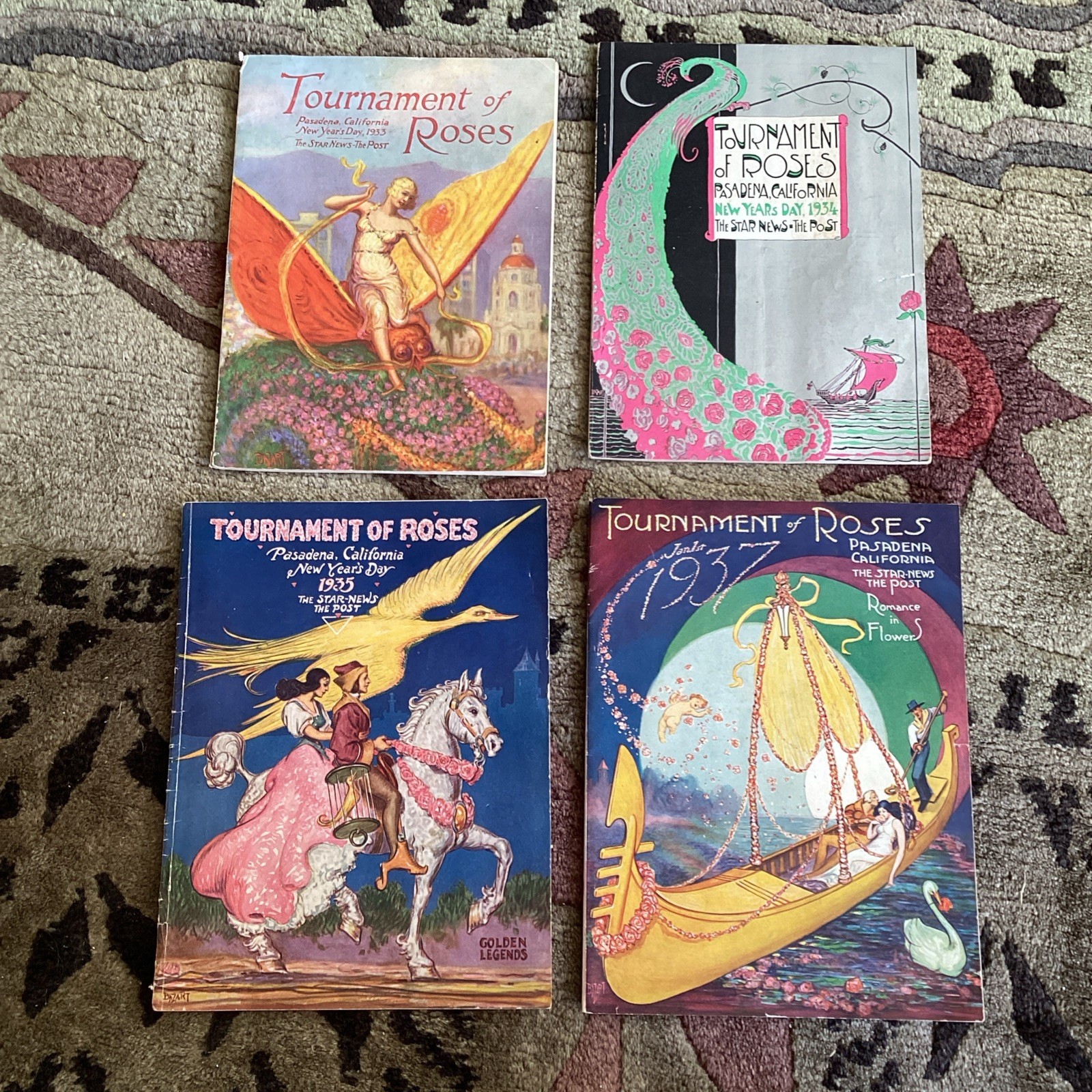 Lot Of 4 Art Deco Tournament Of Roses/Rose Bowl Programs. 1933, 1934, 1935, 1937 Lot Of 4 Art Deco Tournament Of Roses/Rose Bowl Programs. 1933, 1934, 1935, 1937