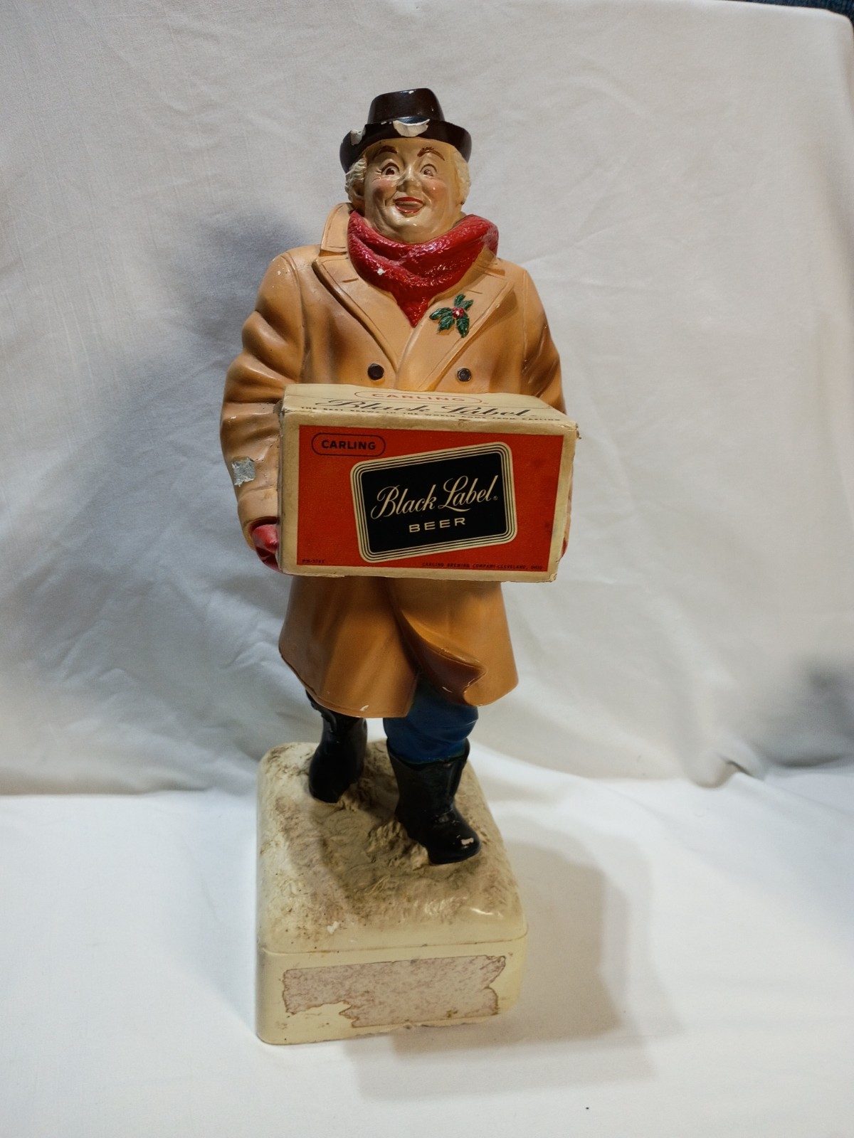 Vintage Carling Black Label Beer Chalkware Advertising Figurine Christmas 15\
