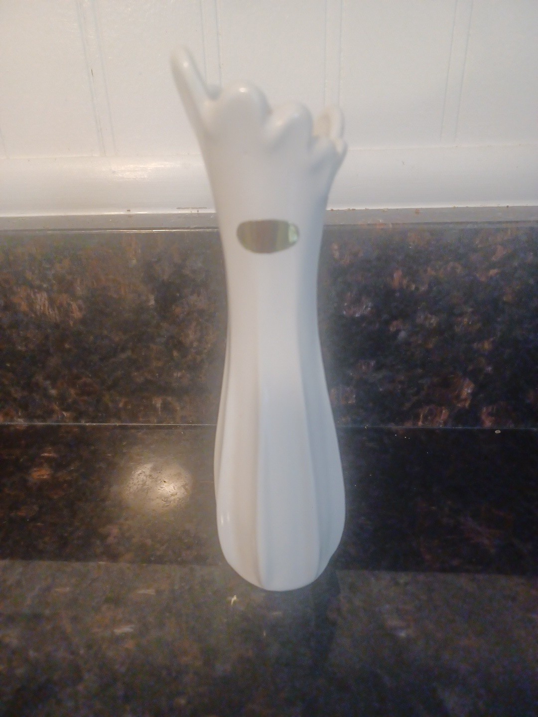 Vintage Seltmann Weiden German White Porcelain Trumpet Bud Vase Bavaria