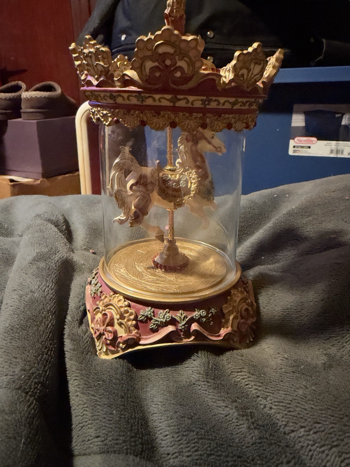 Vintage Franklin Mint Royal Carousel Horse Music Box Ornate Hand Painted Details