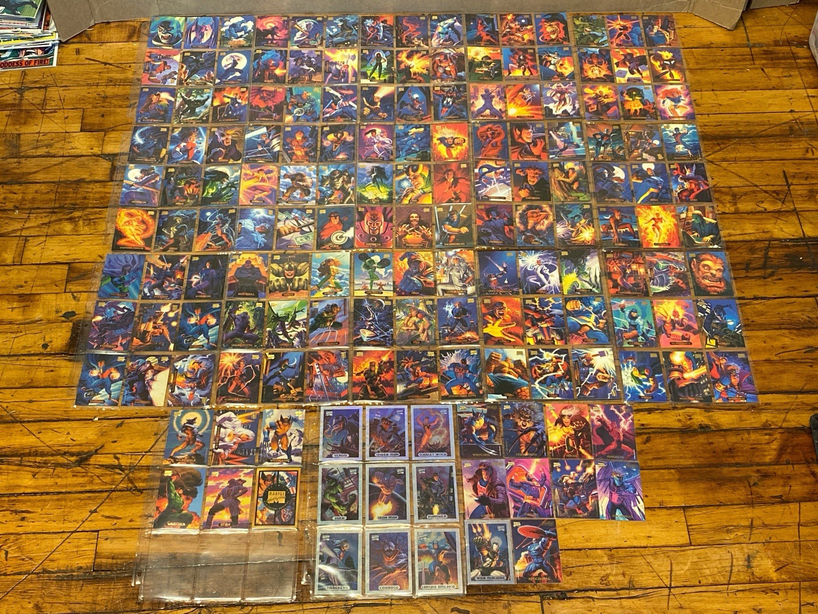 1994 Marvel Masterpieces 140 Card Full Set, 9/9 Power Blast, 10/10 Silver Holo