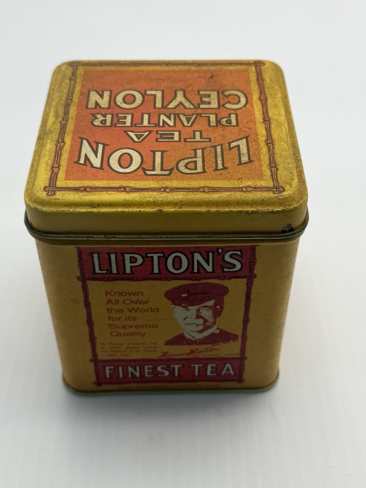 Vintage Lipton's Finest Tea Yellow Tin BristolWare Collectible 