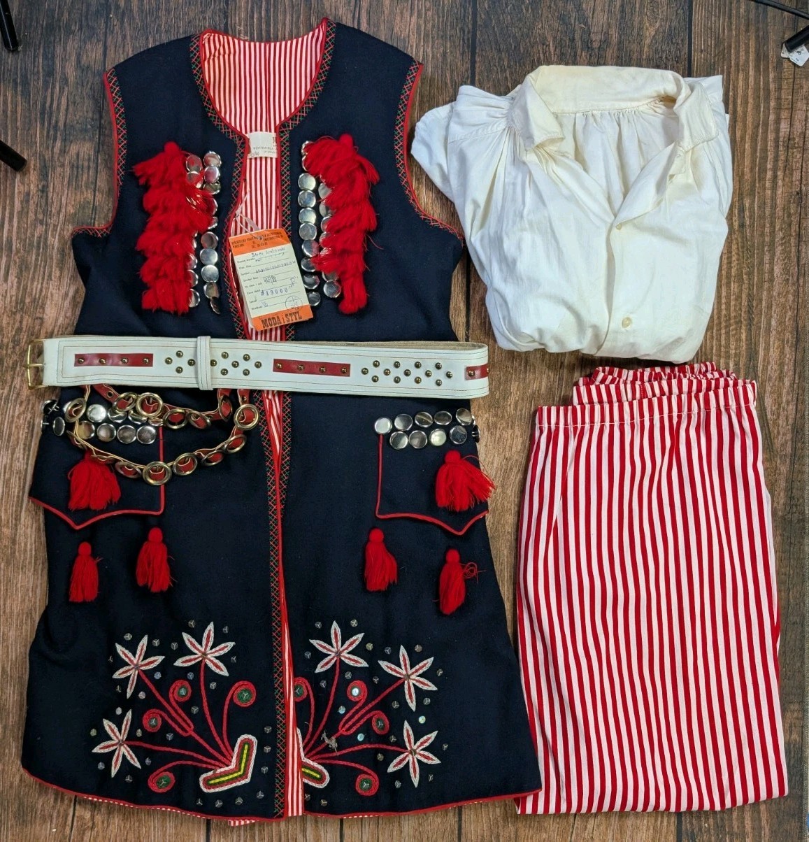 Vintage 80's Cepelia Polish Folk Costume Krakow Mens? Suit Vest Pants Belt S