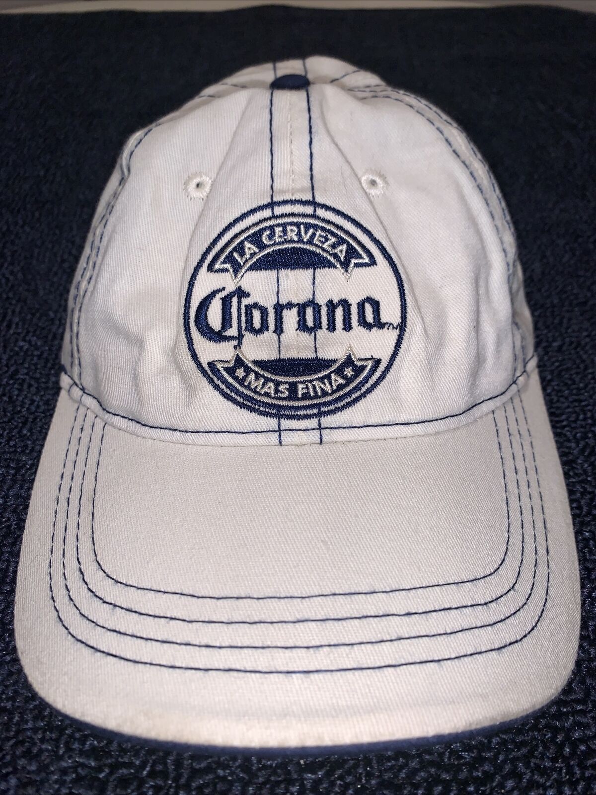 Vintage 2010 Corona Beer Round Logo Cream Color Baseball Cap Hat
