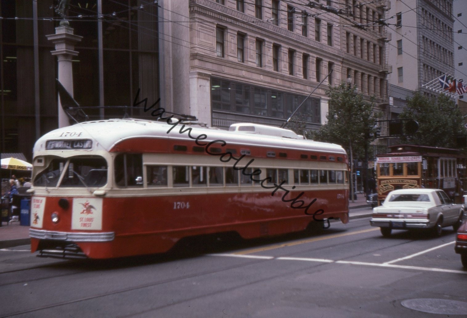 San Francisco CA F Market St PCC Streetcar 1704 Downtown 35mm Slide [116]
