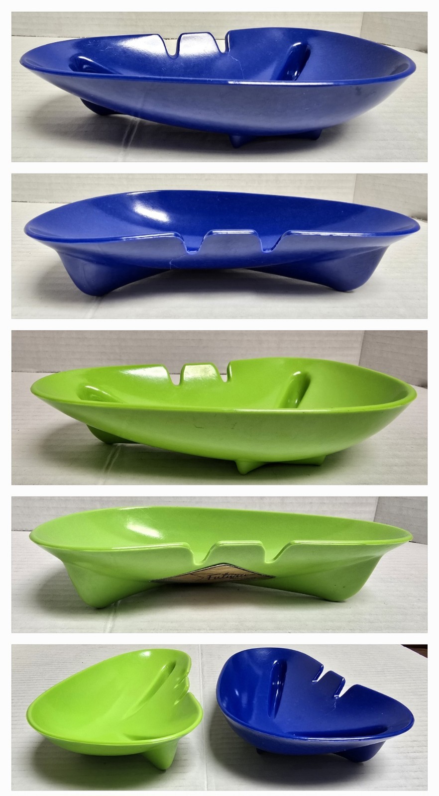 MCM Two Vintage 1960's Retro FUTURA Boomerang Melamine (2) Ashtrays Kaye LaMoyne