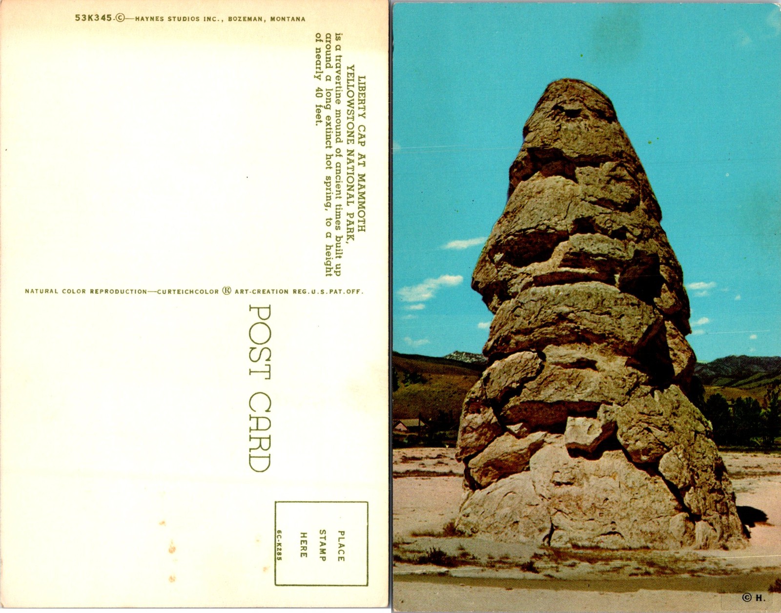 Yellowstone WY Liberty Cap at Mammoth, Hot Springs Postcard 72894