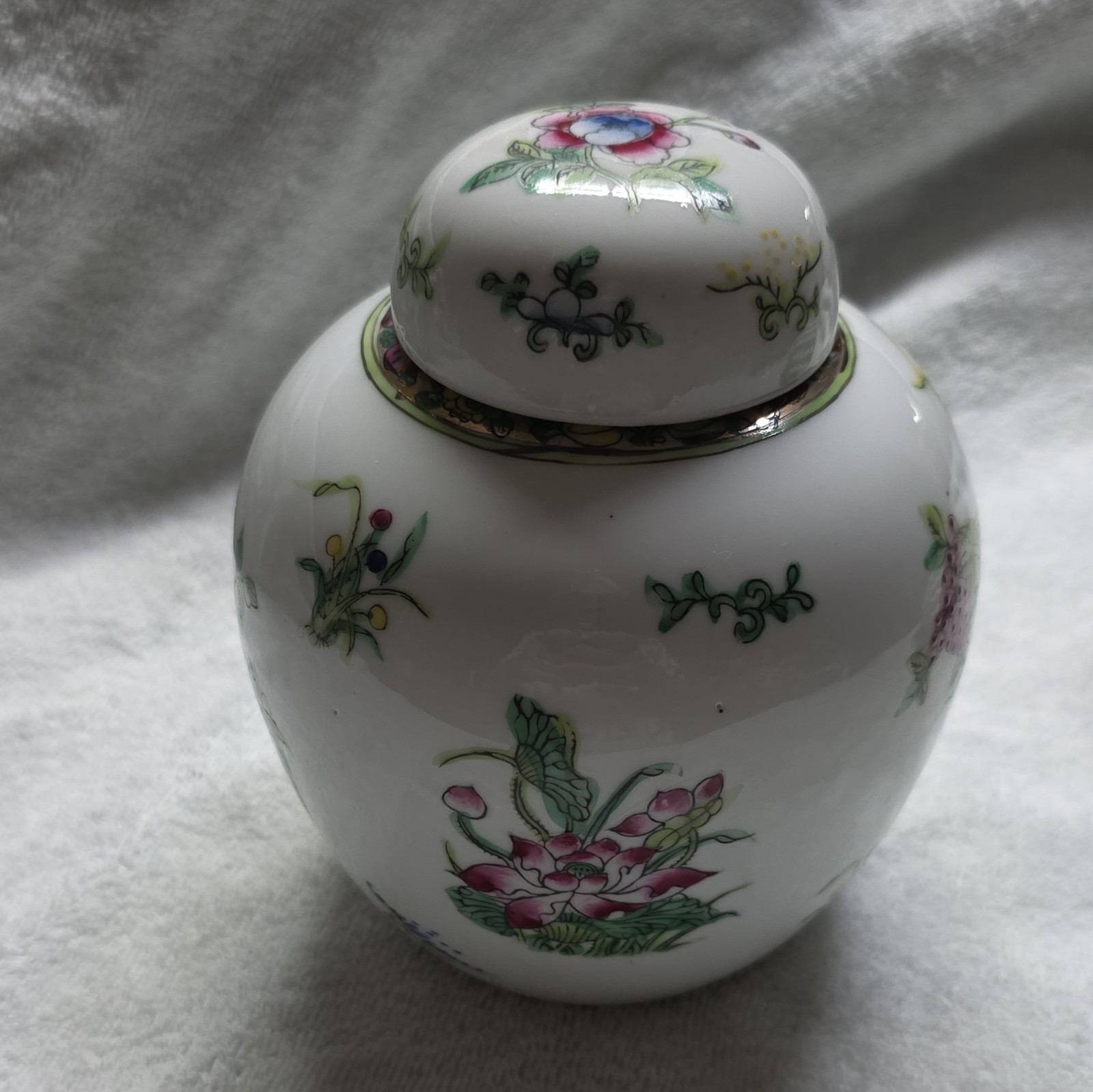 Vintage ACF Japanese Porcelain Ware Ginger Jar Hand Painted Decorated Hong Kong