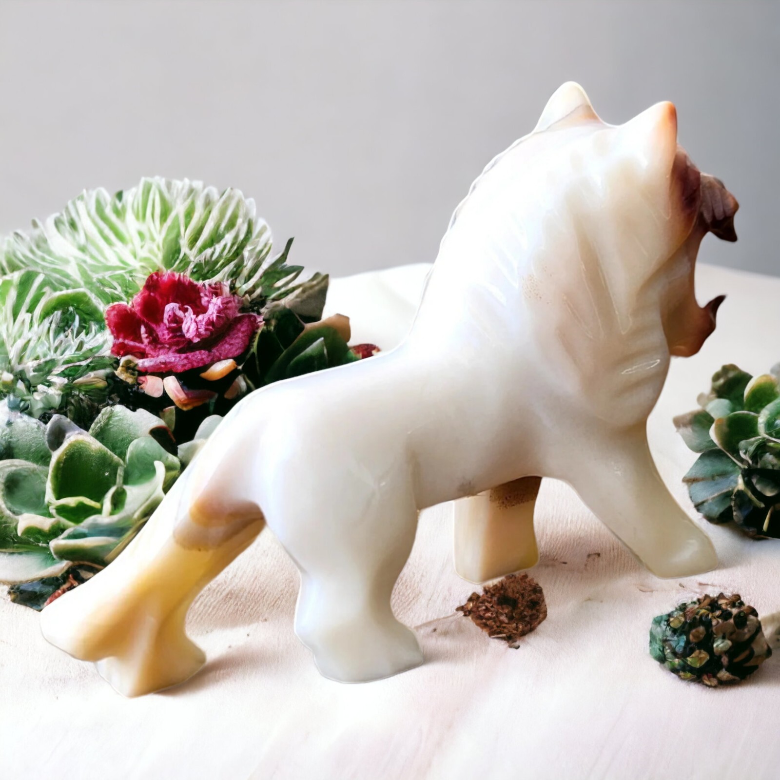 Vintage Lion Hand Carved Marble Sculpture Figure 6x3.5\ Vintage Lion Hand Carved Marble Sculpture Figure 6x3.5\