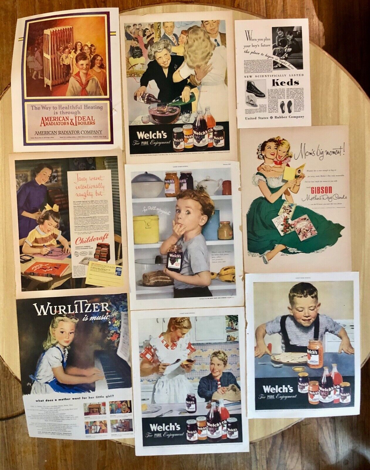Lot of 23 Vintage Kids/Mother 1940s/50s Welch's PHILCO Rockwell AT&T Bell etc...