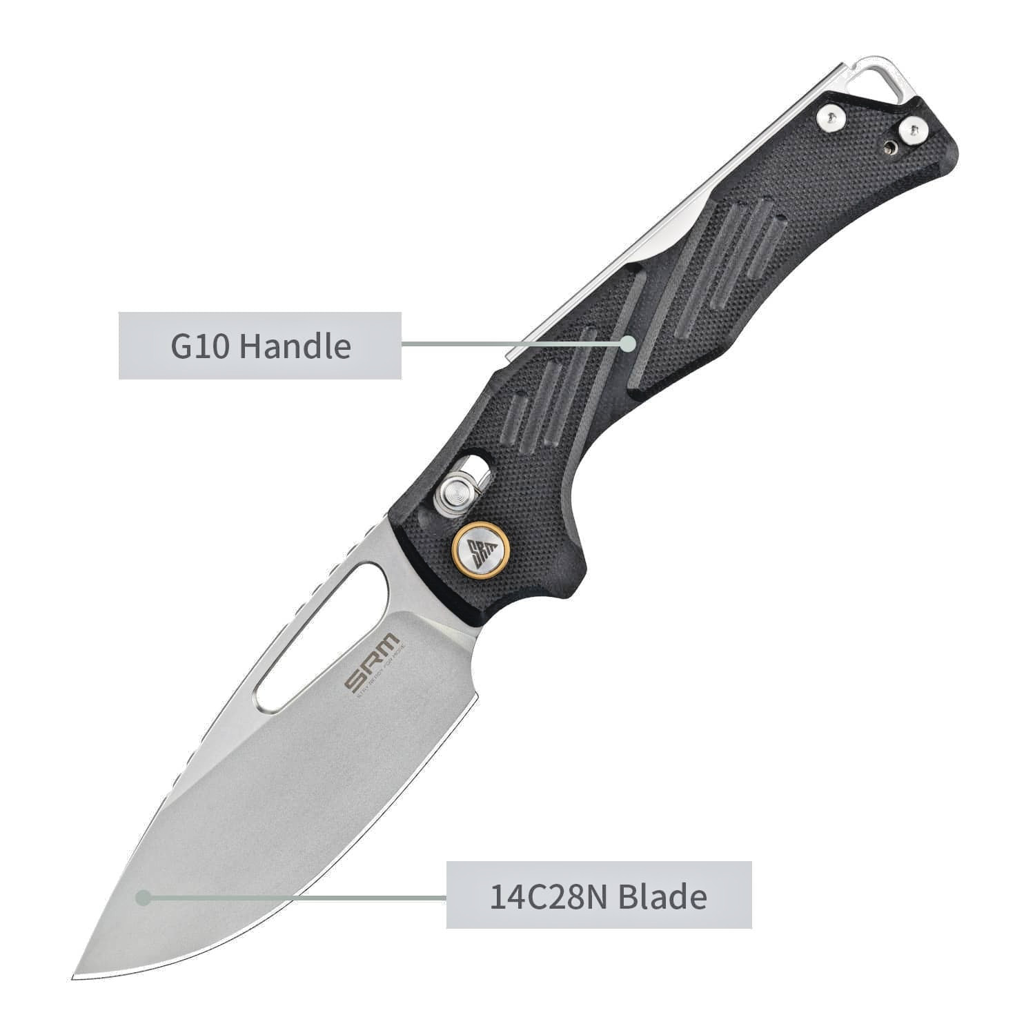 SRM 239X-GB Knives Mirage Ambi Lock Black G10 Folding 14C28N Pocket Knife