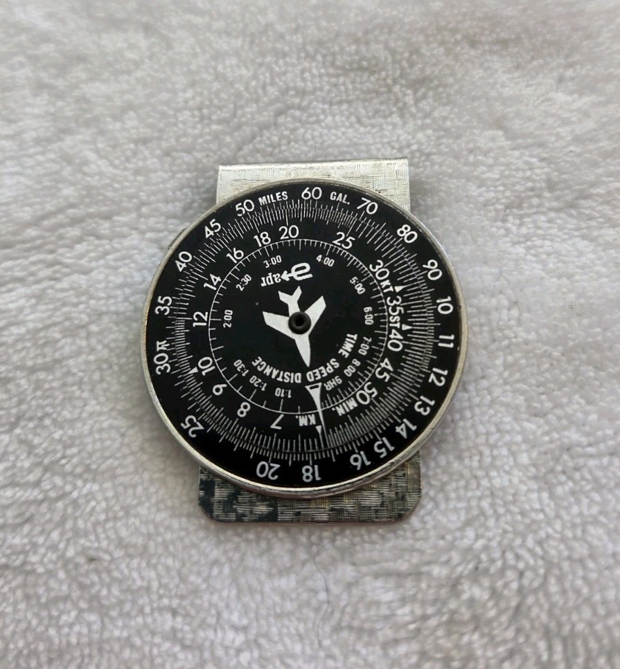 Vintage APR Aviation Money Chip Time Speed Distance Compass