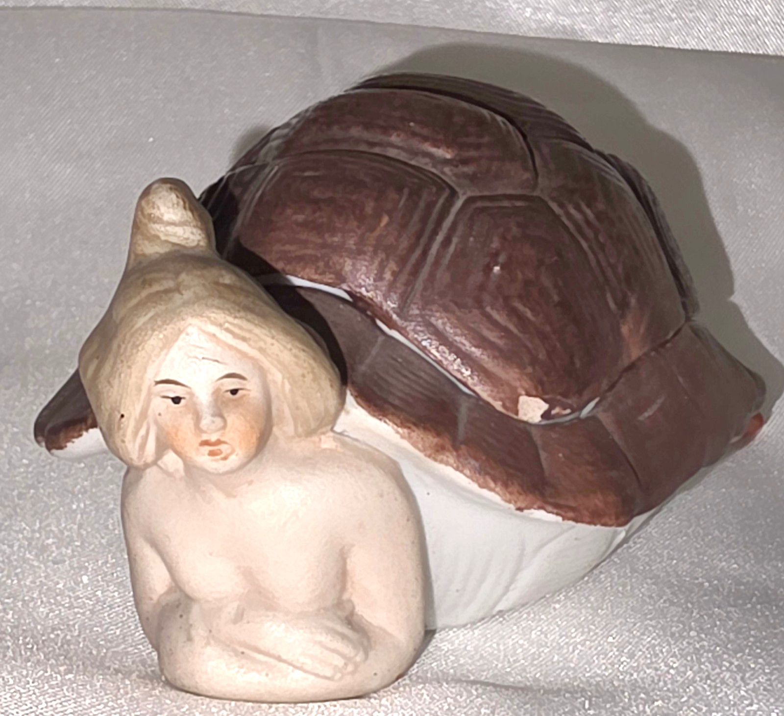 Naughty Turtle Trinket Box Blonde Risque Bathing Beauty Vanity Boudoir Germany