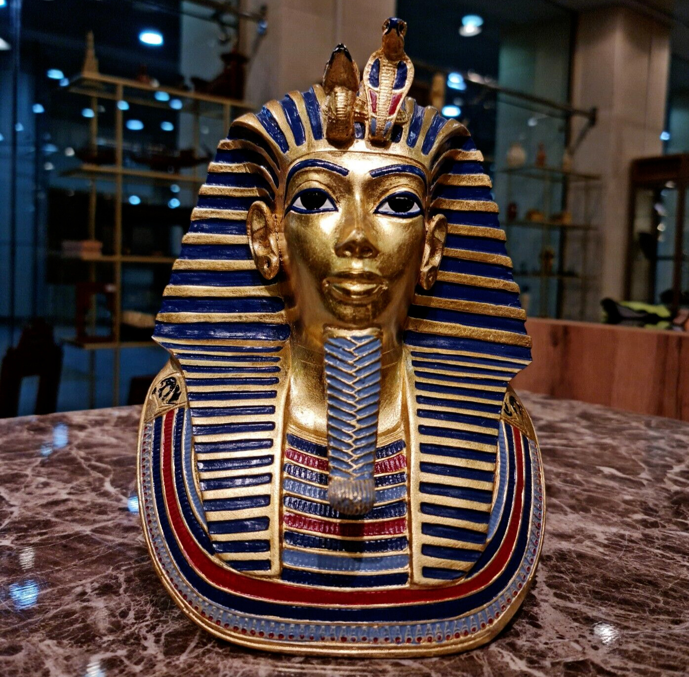 The King Tutankhamun's Mask , Museum Reproduction Authentic Ancient Egyptian BC