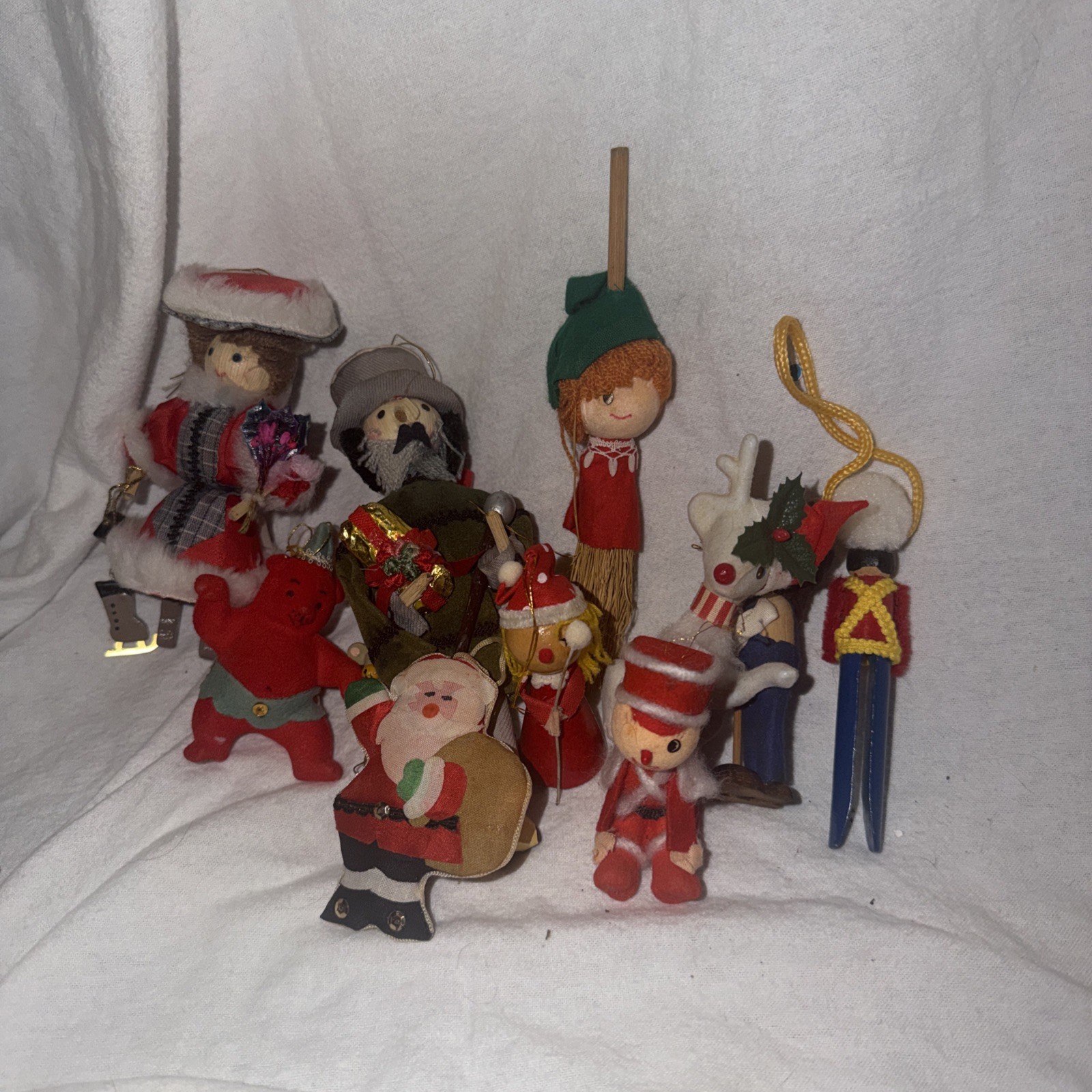 Vintage Lot Of Christmas Ornaments  (10). Felt, Cloth