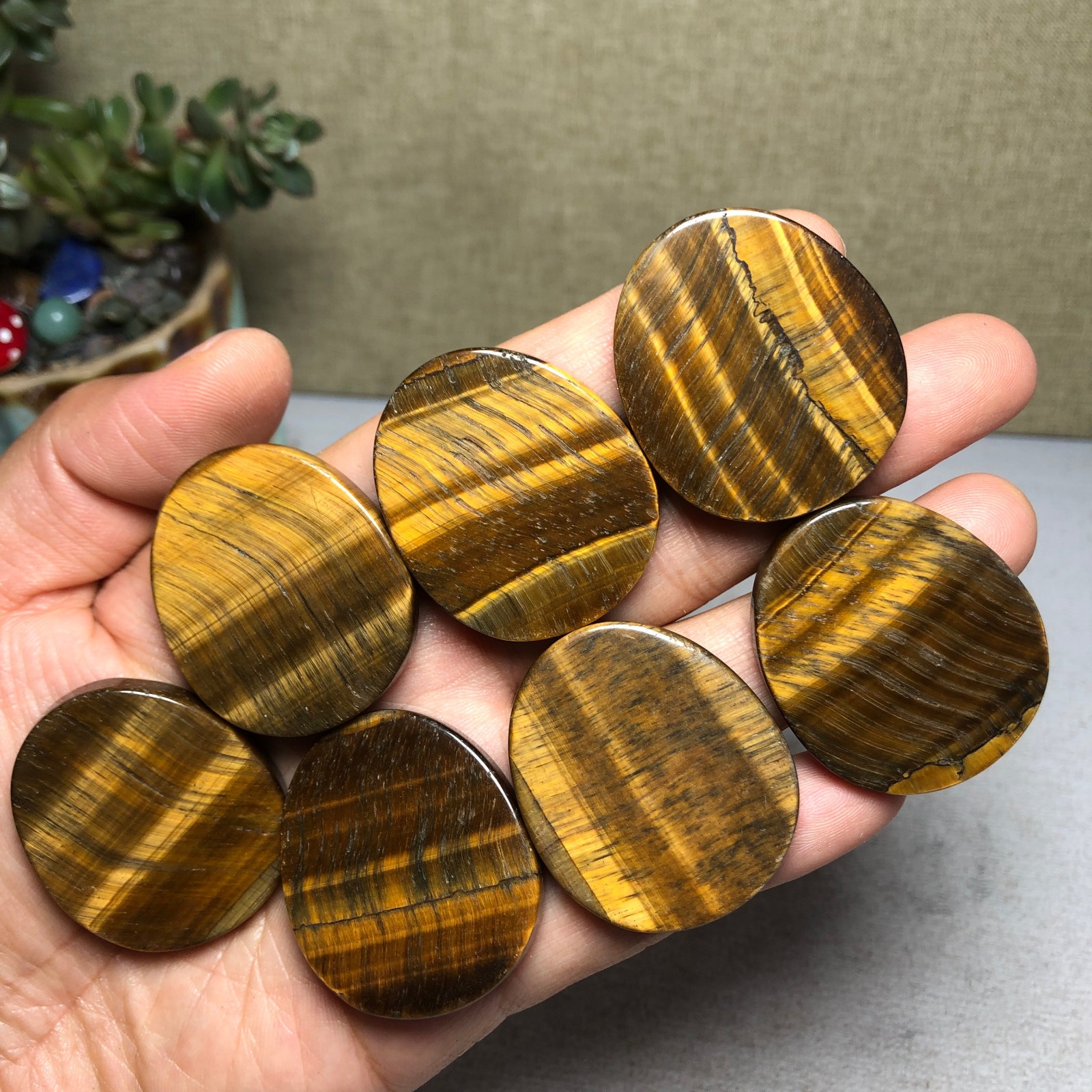 Natural yellow tiger eye Slab/Slice rough polish crystal specimen 97g A6158