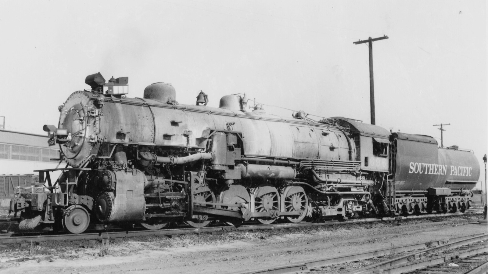 Southern Pacific F-4 Class 2-10-2 3696 at Fresno, CA Sept 1954 8 x 10 Photo
