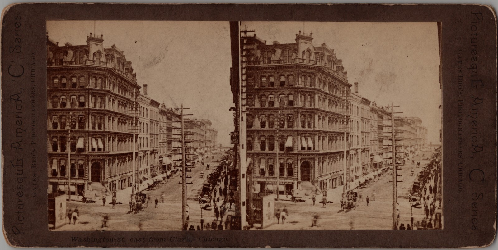Busty View Washington Street  Chicago Illinois Stereoview Photo Scarce 1870s
