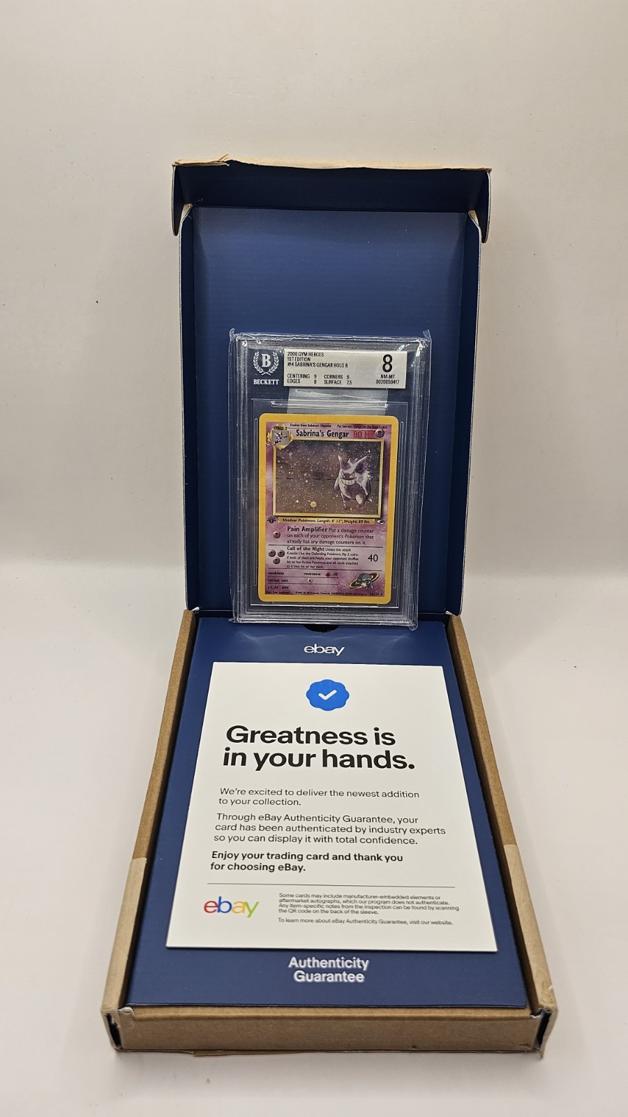 Pokemon Card Sabrina\'s Gengar 14/132 1st Edition Pokemon Gym Heroes BGS 8 ENG