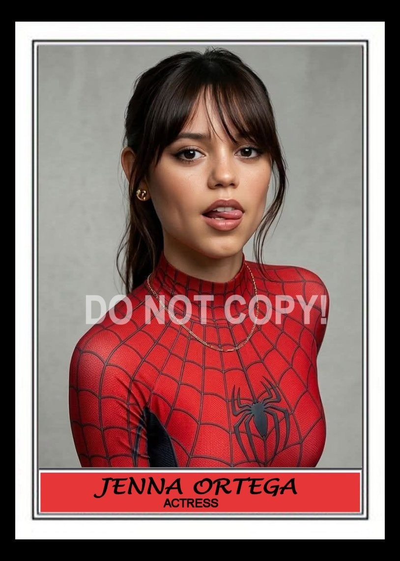 Jenna Ortega Actress  Art Card Blank Back Spider Girl