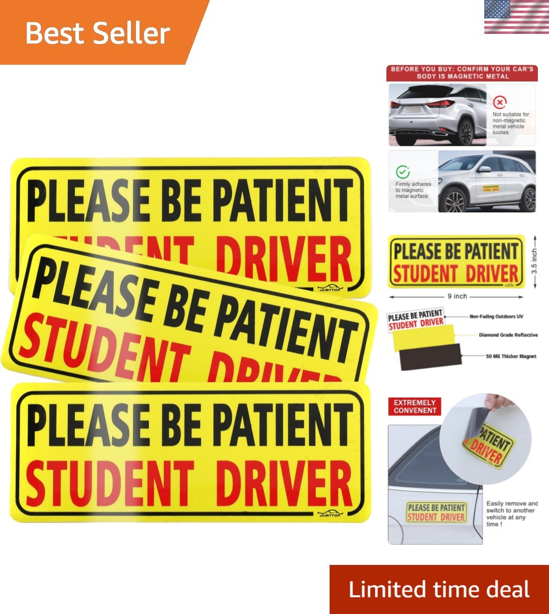 3pcs Student Driver Magnet for Car, Please Be Patient Student Driver, New Dri... 3pcs Student Driver Magnet for Car, Please Be Patient Student Driver, New Dri...