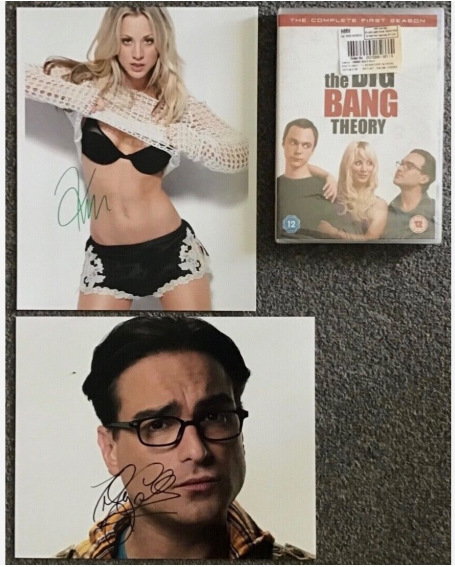 KALEY CUOCO/JOHNNY GALECKI,GENUINE HAND SIGNED PHOTOS.COA,THE BIG BANG THEORY