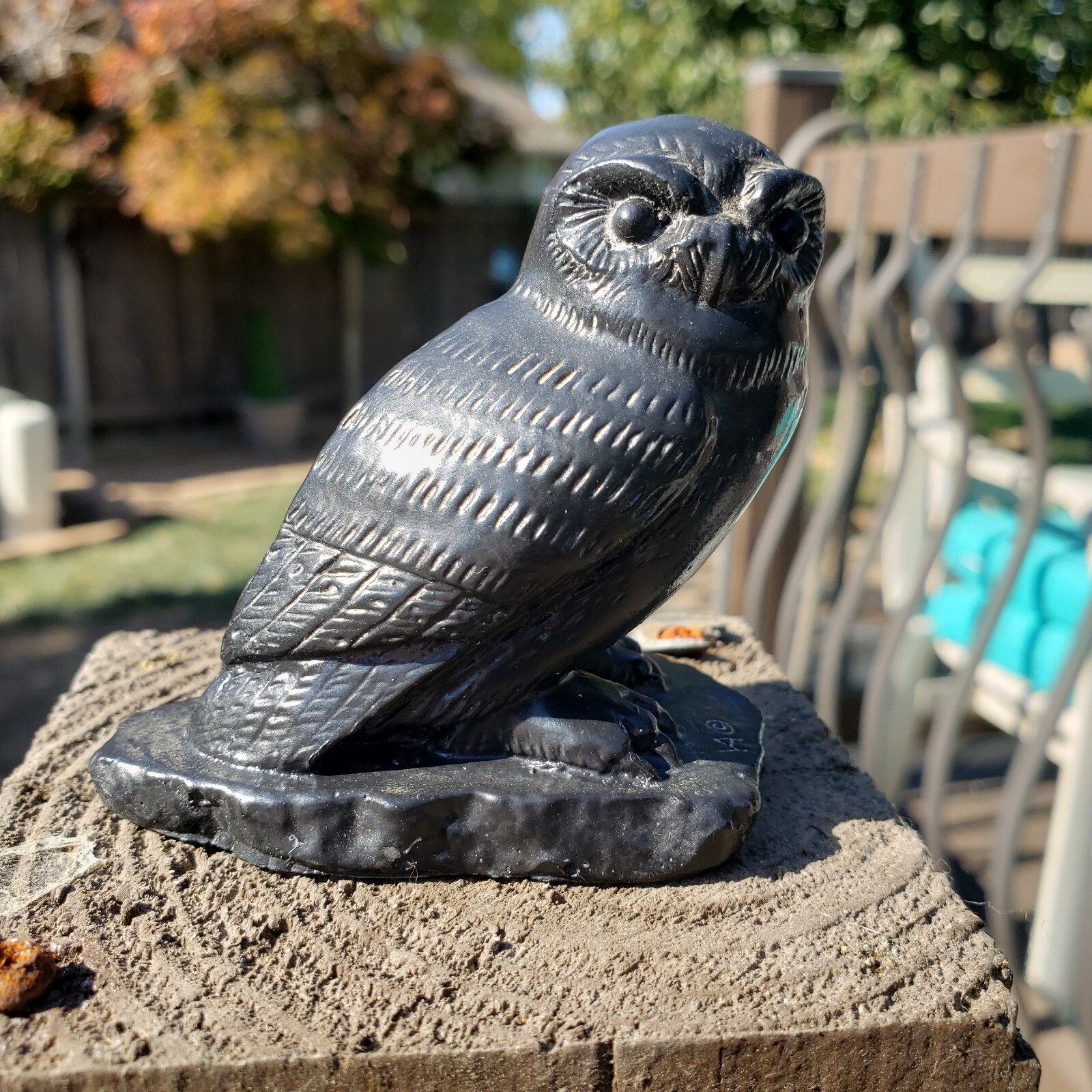 Vanstone Carved Owl Figurine Vancouver, B.C. Canada 2.5 in Tall Black Soapstone