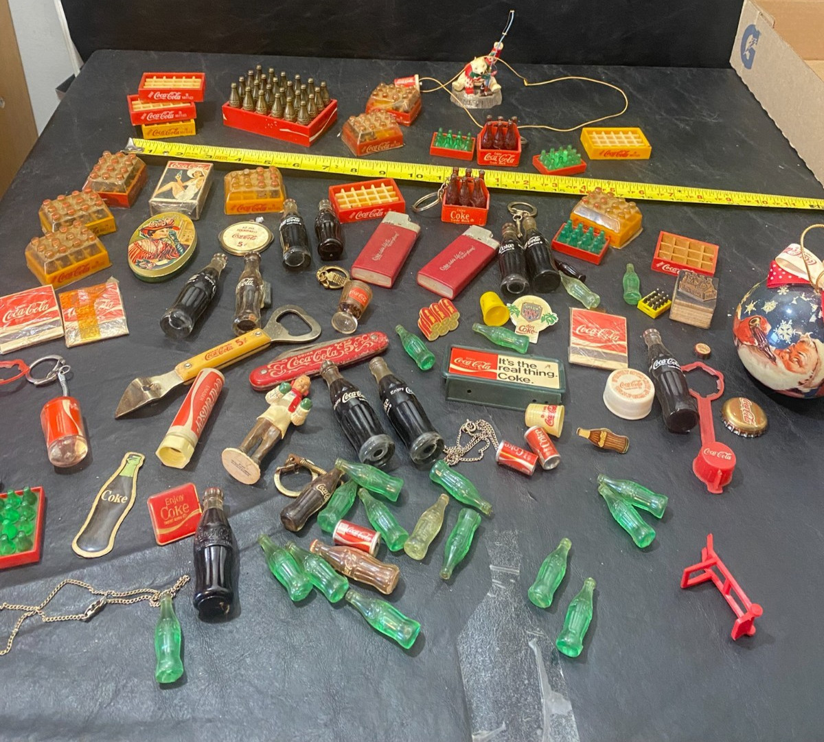 vintage coca-cola collectibles huge lot miniature bottles lighter knife keychain vintage coca-cola collectibles huge lot miniature bottles lighter knife keychain