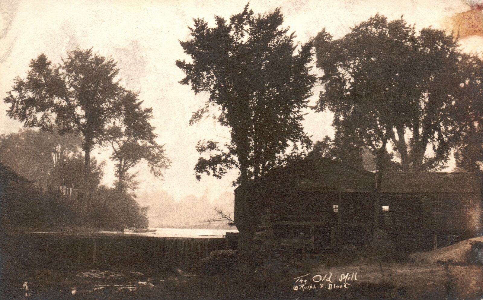 Postcard 1910\'s View of The Old Mill Trees House Nature Pub Ralph Blood RPPC