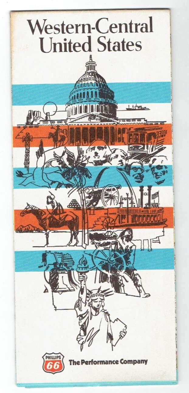 Vintage 1977 Phillips 66 Road Map of Western Central United States Gousha Co