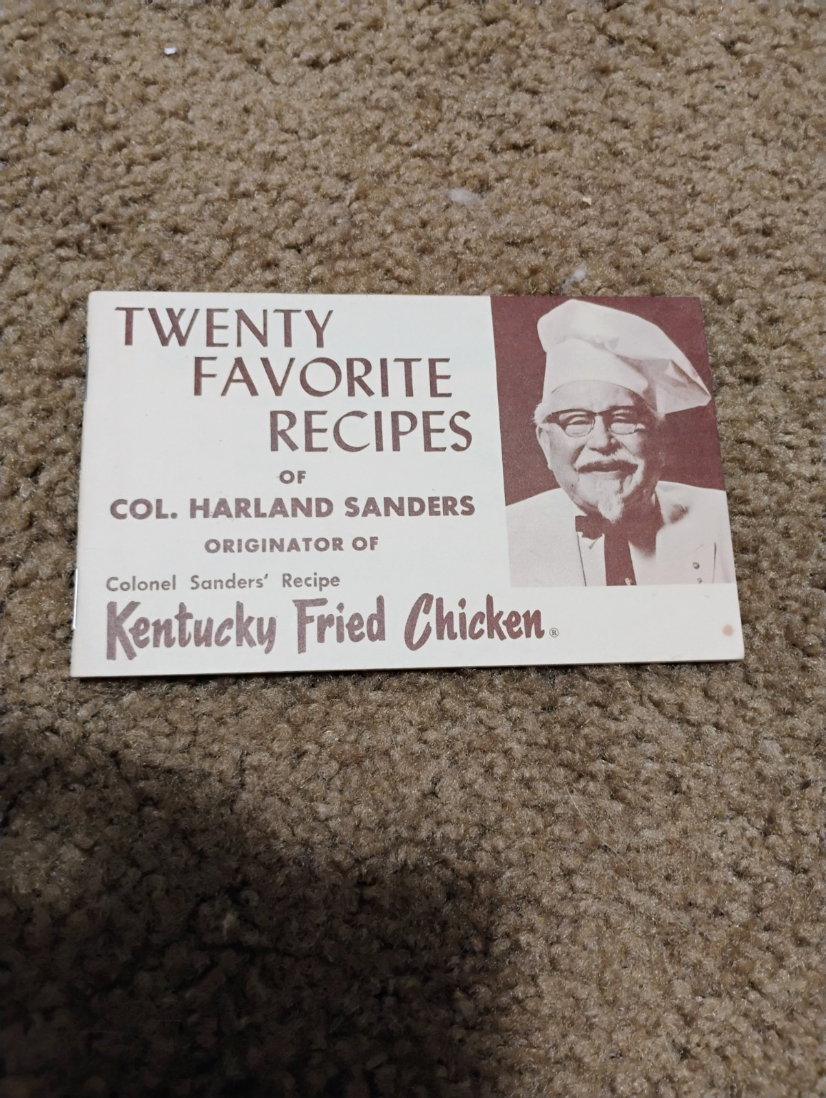 Vintage 1954 Twenty Favorite Recipes of Col Harland Sanders KFC Booklet Cookbook