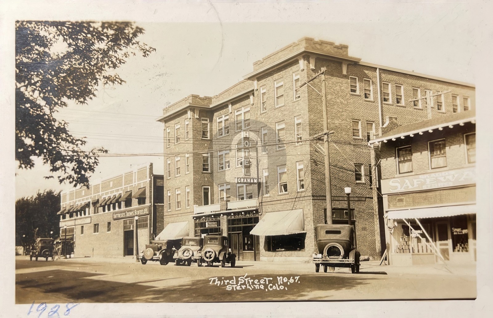 Third Street Sterling Colorado 1928 RPO Hotel Graham RPPC Postcard COPY