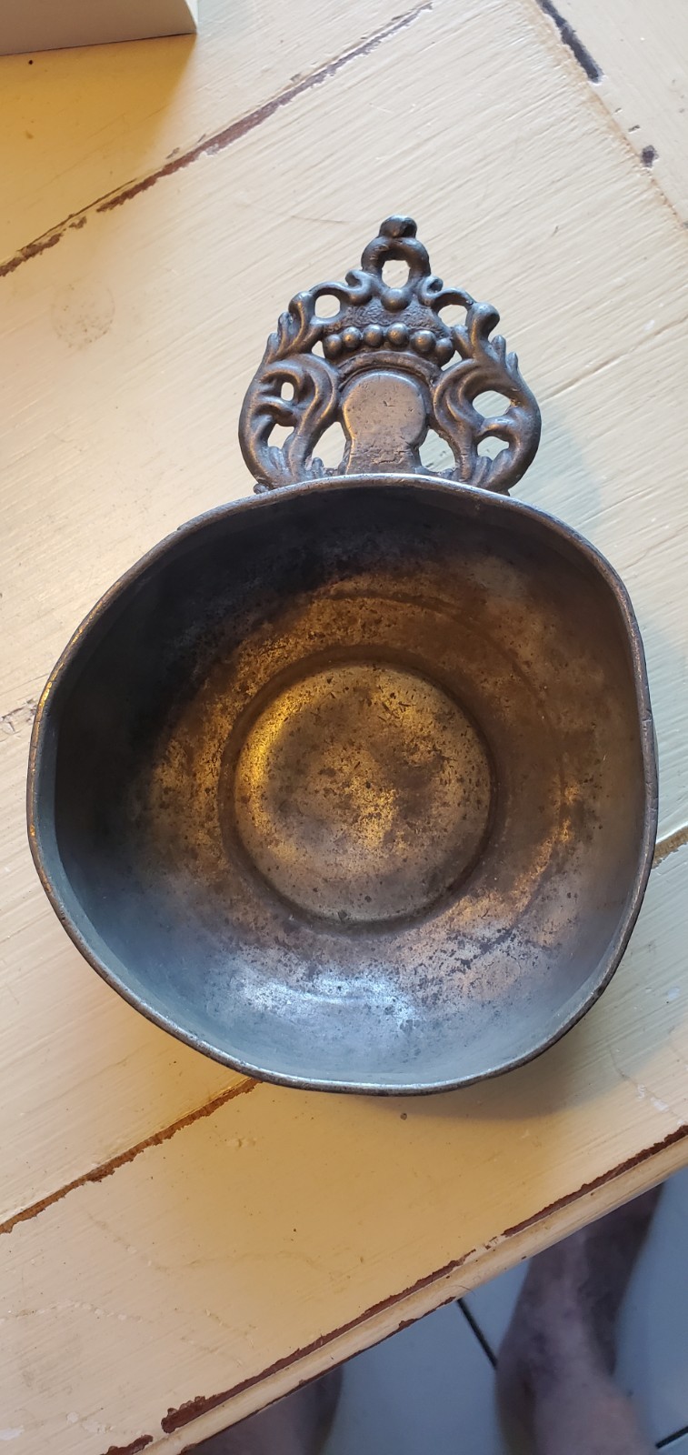 Antq Pewter Porringer Scarce Early American or New England Of 60 Year Collection
