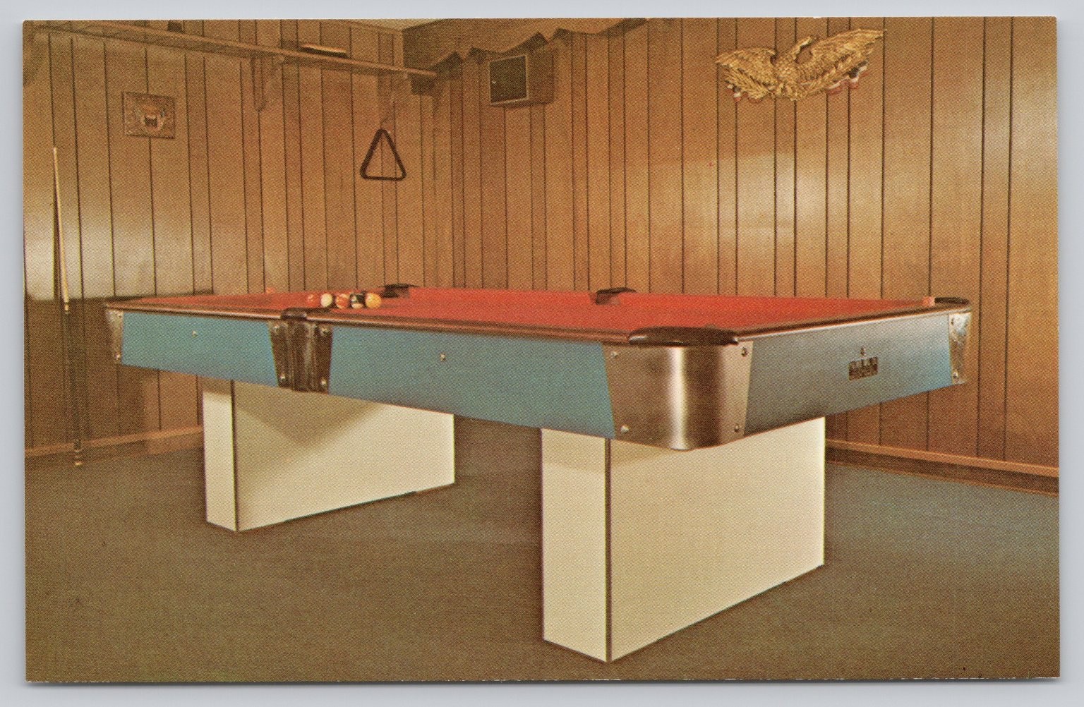 Vtg Palmer's Rebel Pool Table Ad Postcard Billiards Game Room 1960s Chrome