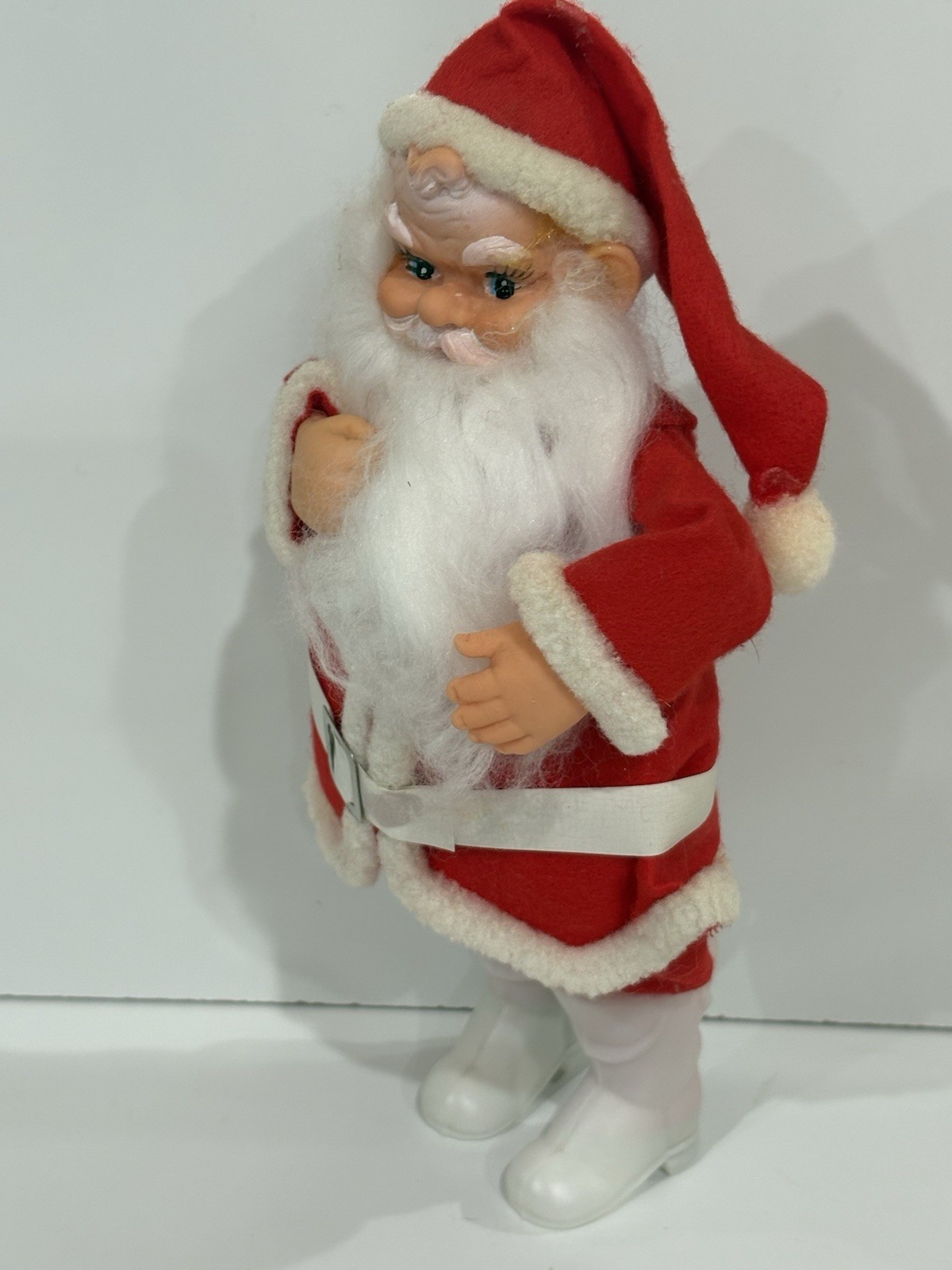 Vtg Japan Santa Claus Felt Figure Rubber Face Hands Belt Boots Orig Label 9” Vtg Japan Santa Claus Felt Figure Rubber Face Hands Belt Boots Orig Label 9”
