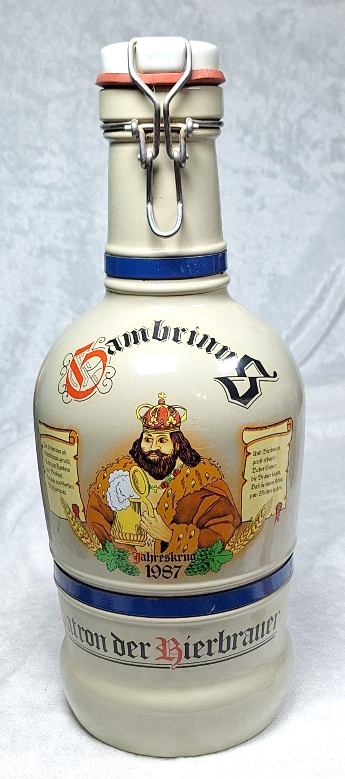 Vintage 1987 Altenmünster Gambrinus German Beer Siphon 2L Ceramic Growler Bottle Vintage 1987 Altenmünster Gambrinus German Beer Siphon 2L Ceramic Growler Bottle