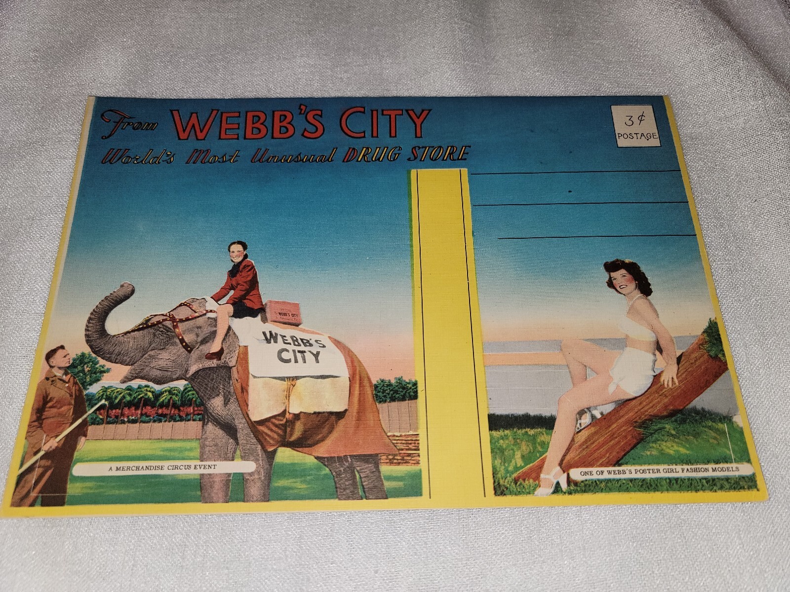 VTG 1940/50's Webb's City World's Most Unusual Drug Store Post Card, Unstamped