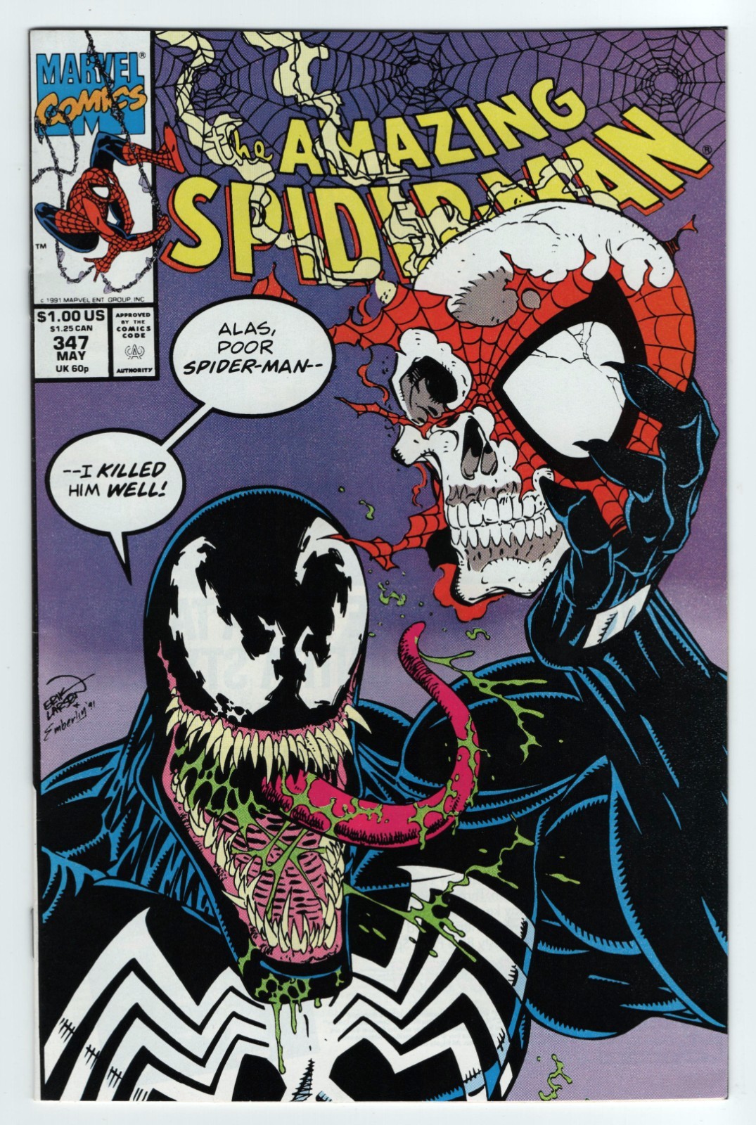 Amazing Spider-Man #347 VF+ 8.5 Key Issue Iconic Venom Cover