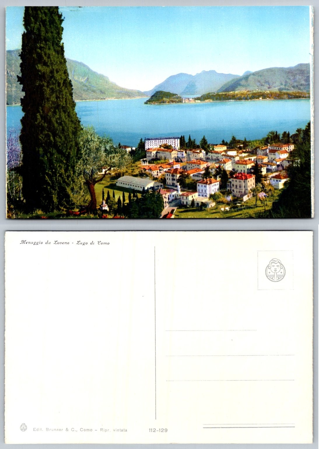Vintage Menaggio da Loveno Lago di Como Italy Postcard Edit. Brunner Scenic View