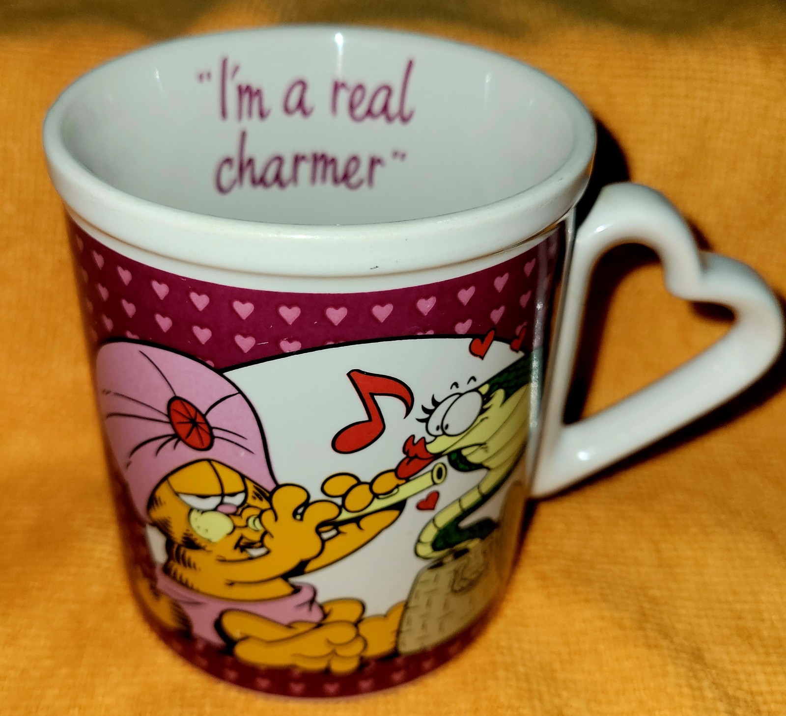 Vintage 1978 80\'s Enesco GARFIELD I\'m A Charmer Coffee Mug With ❤️ Handle \